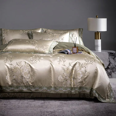 Luxury Flower Brocade Cotton 1000TC Woven Jacquard Embroidery Bedding Set